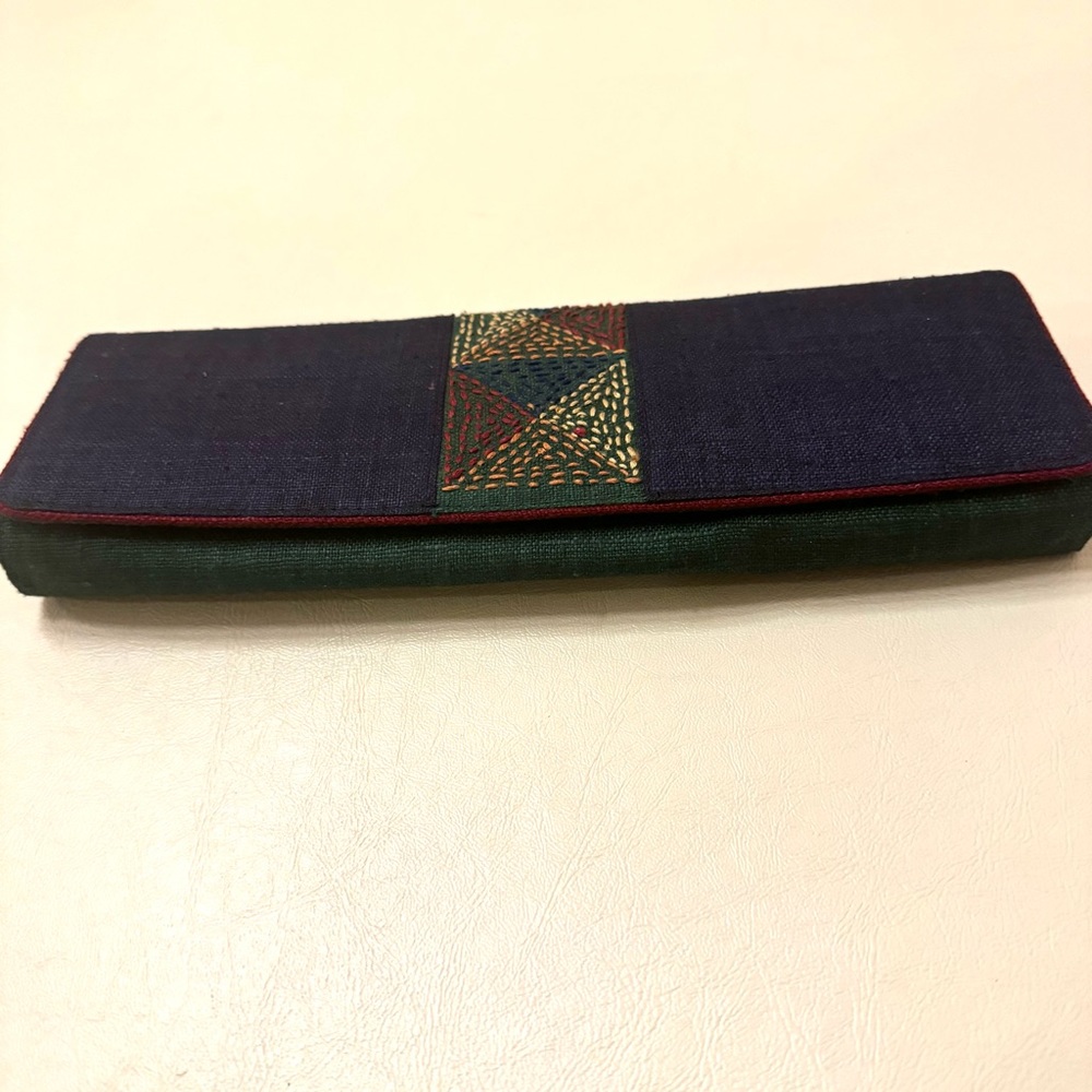 FabIndia Blue Green Embroidered Clutch Purse B#27 - Picture 4 of 10